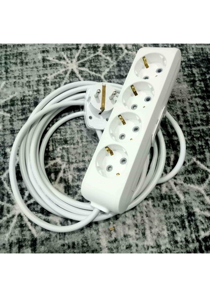 5 Metre Anahtar Fişli Viko 4 Lü Prizli Uzatma Kablosu