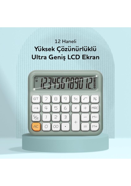 12 Haneli Hesap Makinesi Mint Yeşili