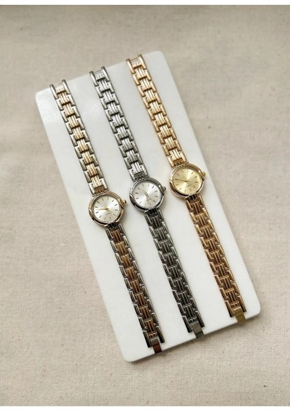 Retro Quartz Minimal Metal Kordon Vintage Kadın Kol Saati Renkli