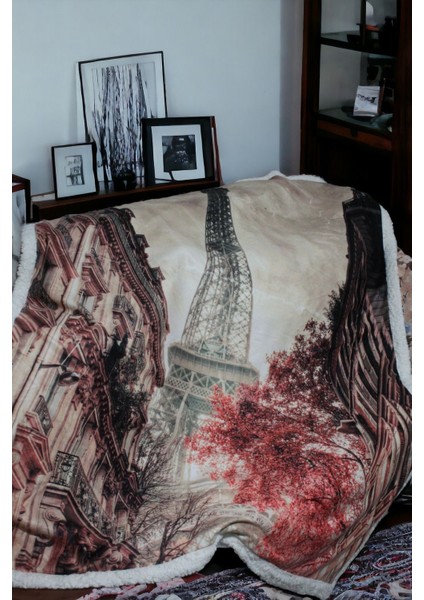 Yılbaşı Temalı Büyük Eyfel Kulesi Baskılı Battaniye 150x180, Solmaya Dayanıklı Polyester fiyatları