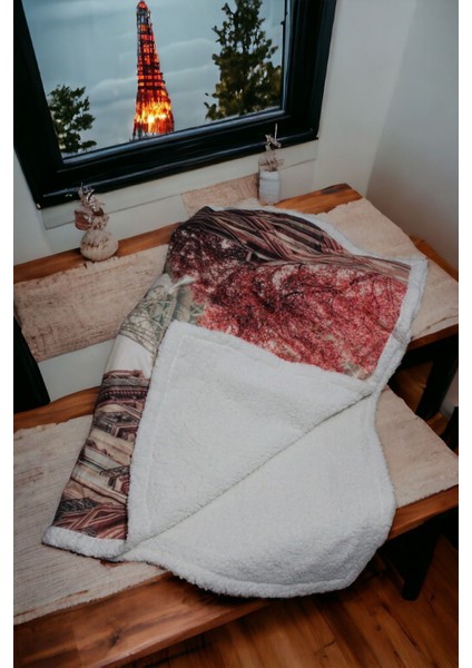 Yılbaşı Temalı Büyük Eyfel Kulesi Baskılı Battaniye 150x180, Solmaya Dayanıklı Polyester modelleri