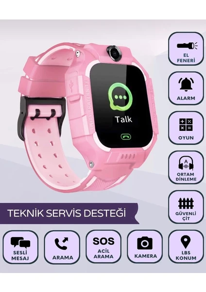 Starwomen Q19  Sım Kartlı Girişli  Akıllı Çocuk Saati-Pembe