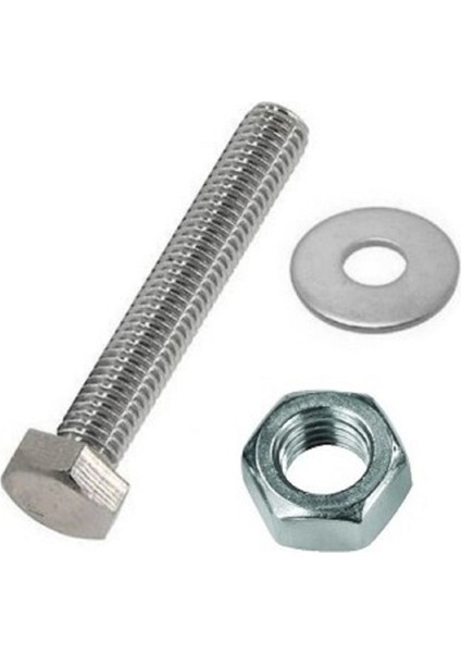 M8 x 35 Çelik Civata Altı Köşe + Somun + Pul Takım Set 50 Adet