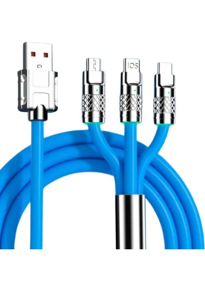 Buffer®kutulu 3 Şarj Aleti 1 Arada Çinko Alaşım Hızlı Şarj Kablosu Mavi 3 In 1