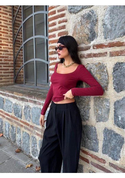 Kadın Bordo Kayık Yaka Pamuklu Body 28338 fırsatları
