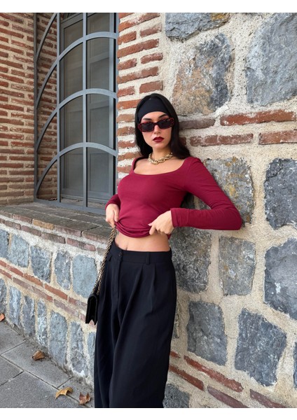 Kadın Bordo Kayık Yaka Pamuklu Body 28338 indirimleri