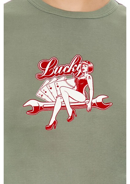 F21 Lucky Baskılı Baby Tee Tişört modelleri