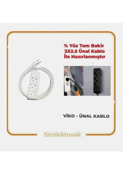 Multi-Let 3 Lu 3x2.5 (12 Ile 40 Metre Arası) Anahtarlı Topraklı Çocuk Korumalı Uzatma ( 3x2.5 Ünal Kablo Tam Bakır)