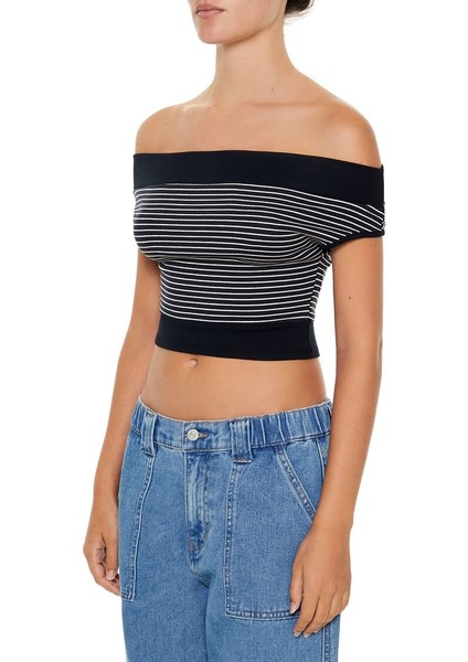 Çizgili Crop Top