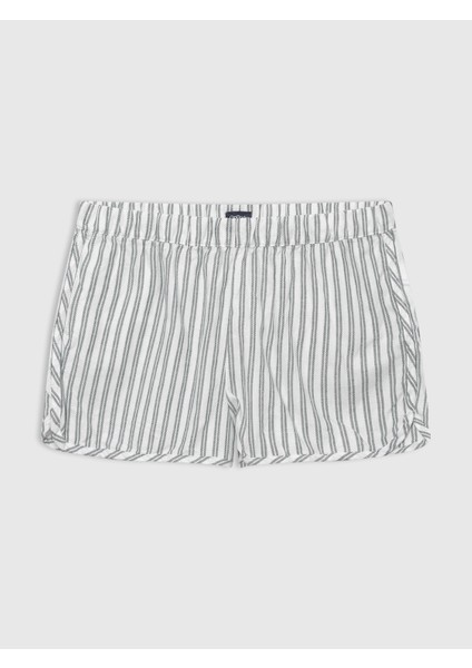 Kadın Yeşil Desenli Flannel Şort