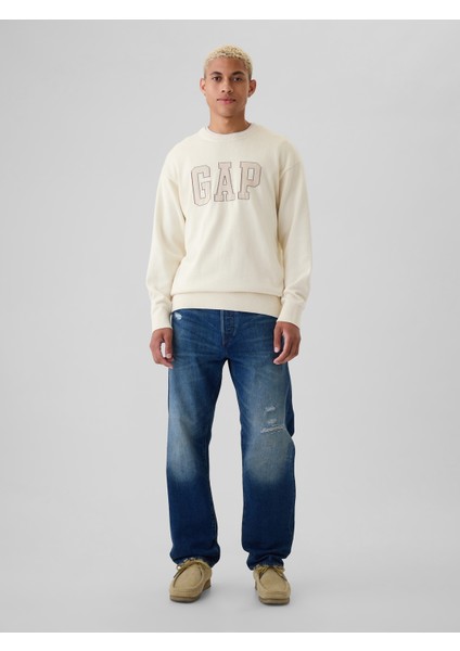 Erkek Kırık Beyaz Gap Logo Relaxed Intarsia Kazak fırsatları