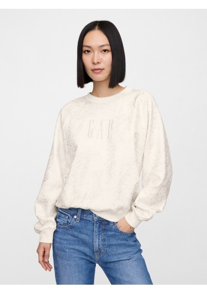 Kadın Kırık Beyaz Gap Logo Vintage Soft Raglan Sweatshirt