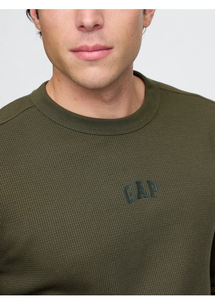 Erkek Haki Gap Logo Waffle Örgü T-Shirt modelleri