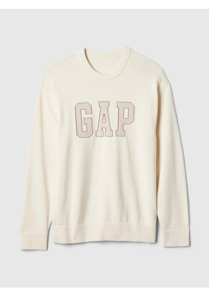 Erkek Kırık Beyaz Gap Logo Relaxed Intarsia Kazak fiyatları