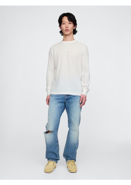 Erkek Kırık Beyaz Gap Logo Waffle Örgü T-Shirt fırsatları