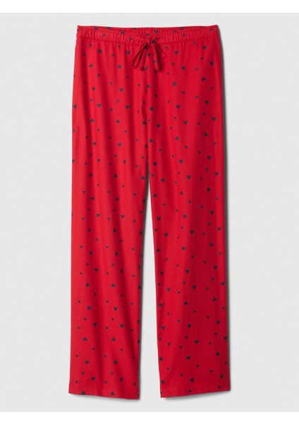 Kadın Kırmızı Desenli Flannel Pijama Altı