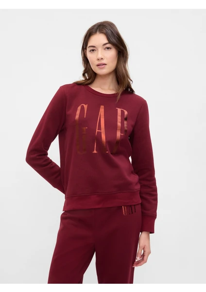 Kadın Bordo Gap Logo Relaxed Fleece Sweatshirt