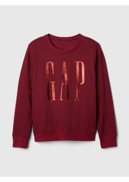 Kadın Bordo Gap Logo Relaxed Fleece Sweatshirt