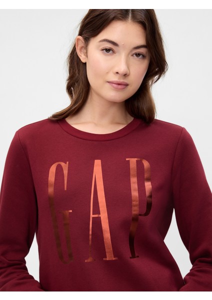 Kadın Bordo Gap Logo Relaxed Fleece Sweatshirt