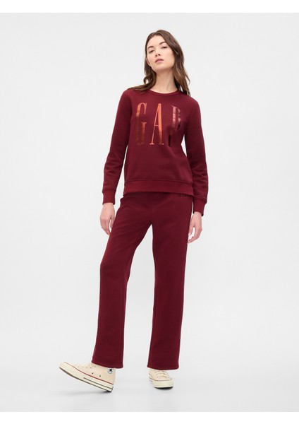 Kadın Bordo Gap Logo Relaxed Fleece Sweatshirt