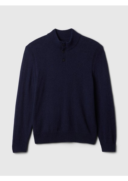 Erkek Lacivert Henley Düğmeli Balıkçı Yaka Kazak fiyatları