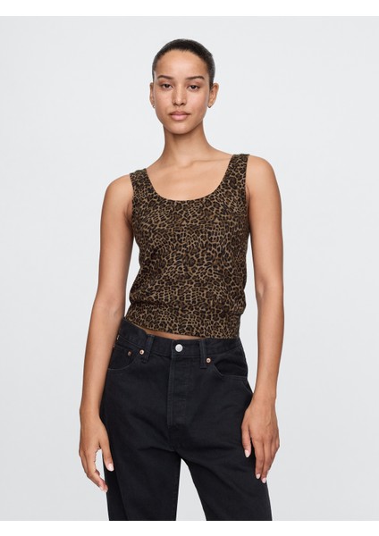 Kadın Kahverengi Cashsoft Crop Bluz