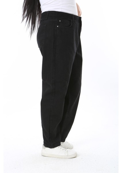 Kadın Büyük Beden Siyah Yüksek Bel 5 Cepli Kot Pantolon 65N38441 indirimleri