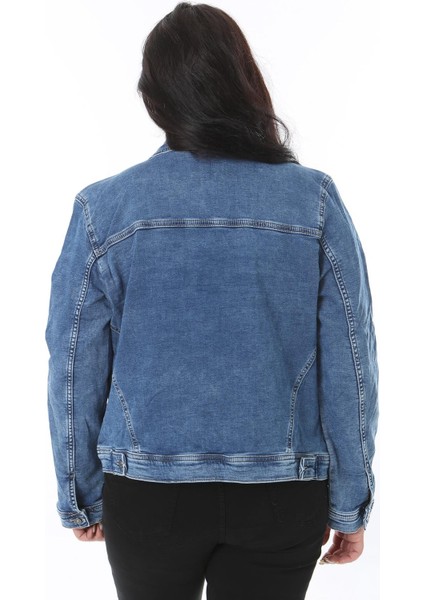 Kadın Büyük Beden Mavi Kup Detaylı Likralı Kot Mont 65N38502 modelleri