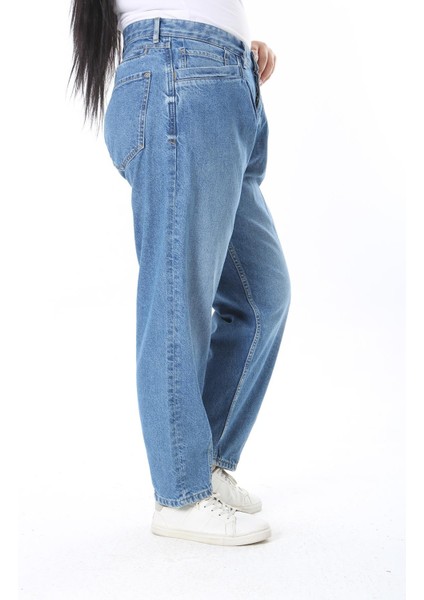 Kadın Büyük Beden Mavi Ön Cep Detaylı Kot Pantolon 65N38440 fırsatları