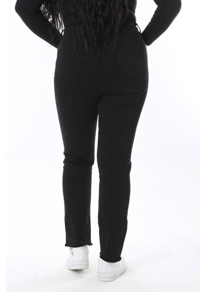 Kadın Büyük Beden Siyah Inci ve Taş Detaylı 5 Cepli Likralı Kot Pantolon 65N38559 indirimleri