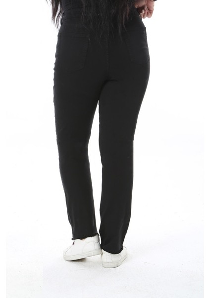 Kadın Büyük Beden Siyah Yüksek Bel Paçası Pis Dikişli 5 Cep Likralı Kot Pantolon 65N38496 indirimleri