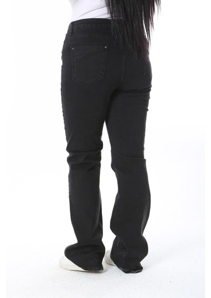 Kadın Büyük Beden Siyah Yüksek Bel 5 Cepli Likralı Kot Pantolon 65N38445 fırsatları