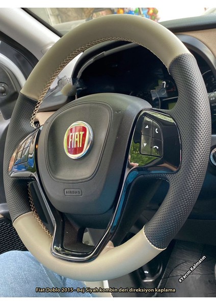 Fiat Doblo D4 Araca Özel Direksiyon Kılıfı (Krem Deri Bej Değildir)