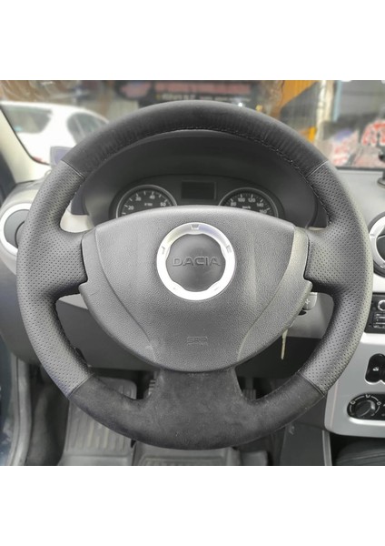 Renault Clio 2 Araca Özel Direksiyon Kılıfı (Nokta Alcantra)