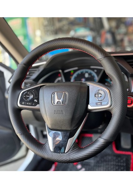 Honda Civic Fc5 Araca Özel Direksiyon Kılıfı (Karbon Soft Nokta)