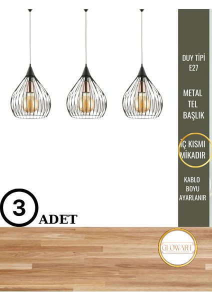 Mhk Prime Armut Siyah Sarkıt Salon Mutfak Banyo Yatak Odası Çocuk Odası Antre Avize