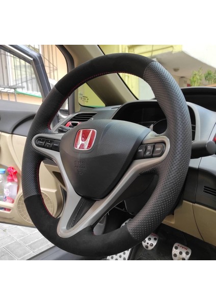 Honda Civic Fd6 Araca Özel Direksiyon Kılıfı (Tüylü Alcantra Nokta Kırmızı) modelleri