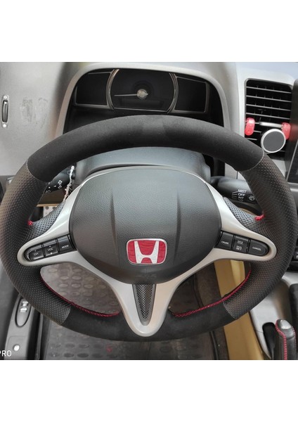 Honda Civic Fd6 Araca Özel Direksiyon Kılıfı (Tüylü Alcantra Nokta Kırmızı) fırsatları