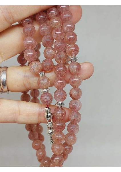 Çilek Kuvars Taşı 99LUK Tesbih 8mm (9778) fiyatları