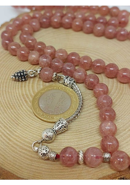 Çilek Kuvars Taşı 99LUK Tesbih 8mm (9778) modelleri