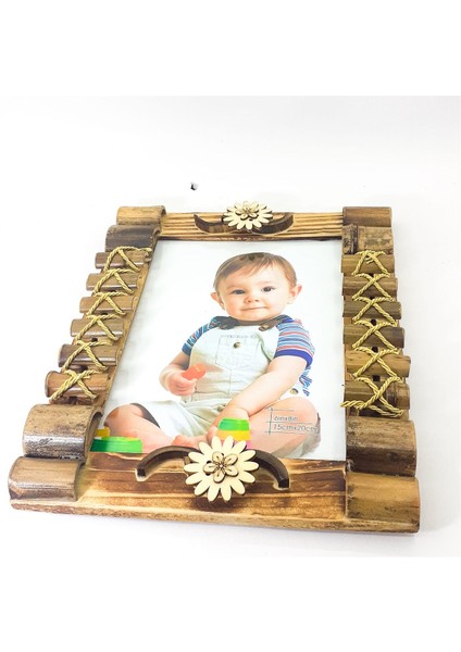 Kişiye Özel Ahşap Bambu Çiçek Desenli Çerçeve modelleri