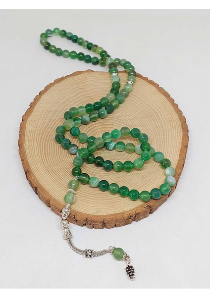 Akik Taşı Yeşil Renk 99LUK Tesbih 8mm (7888) fırsatları