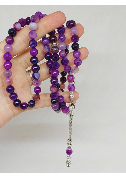 Akik Taşı Mor Renk 99LUK Tesbih 8mm (7777) fiyatları