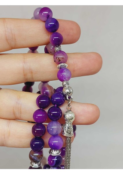 Akik Taşı Mor Renk 99LUK Tesbih 8mm (7777) indirimleri