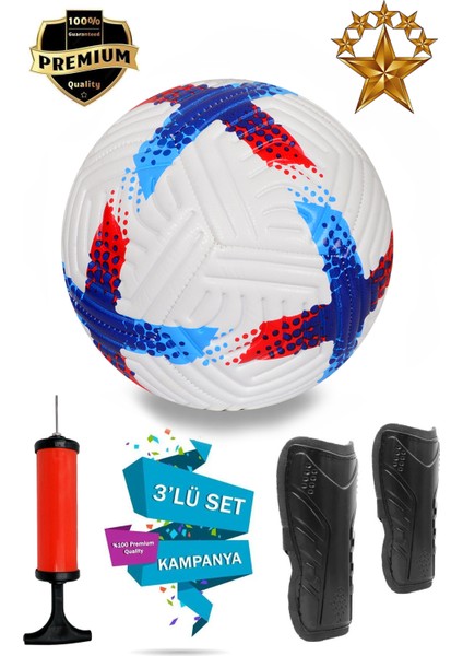 Profesyonel Futbol Topu 3'lü Set Dikişli Futbol Topu Sert Zemin Halı Saha Futbol Topu Yüksek Kaliteli Futbol Topu Tekmelik (Dizlik) Pompa Dahildir.