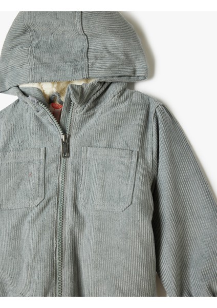 Kadife Kapşonlu Ceket Uzun Kollu Cepli Pamuklu modelleri