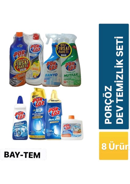 Dev Temizlik Seti(Yağçöz, Banyo, Kireç Sökücü, Bulaşık M. De. Parlatıcı, Temiz, Çamaşır Mak )