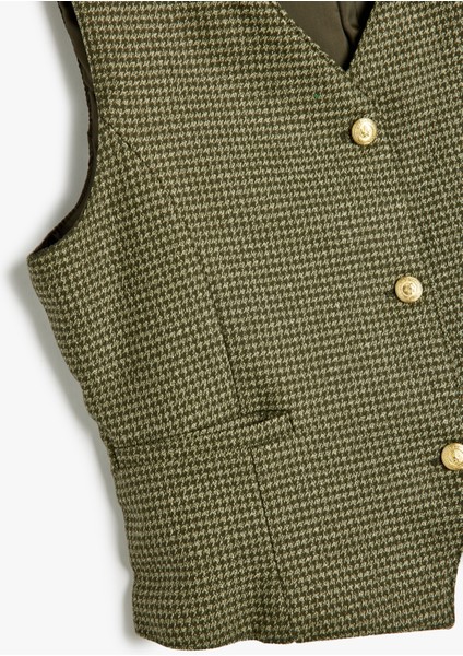 Yelek V Yaka Düğme ve Cep Detaylı Viskon Karışımlı modelleri