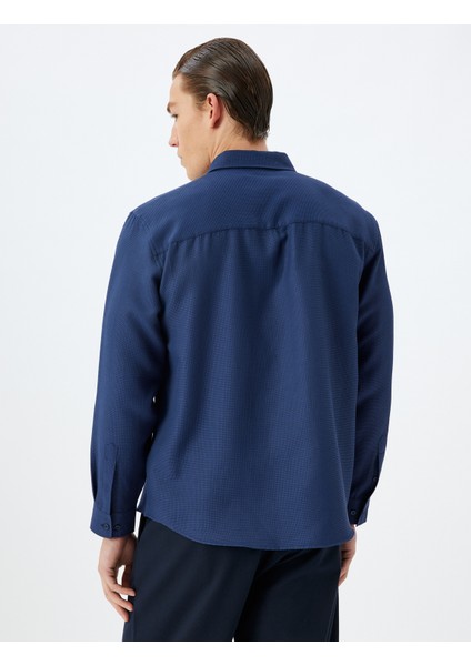 Uzun Kollu Gömlek Düğmeli Yaka Dokulu Pamuk Karışımlı fırsatları