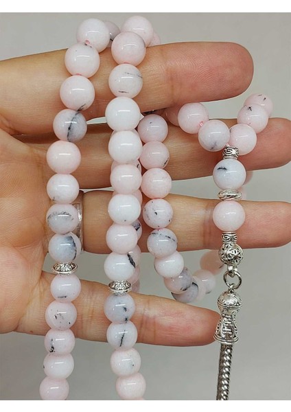 Pembe Siyah Alacalı Opal Taşı 99LUK Tesbih 8mm (42110) fiyatları